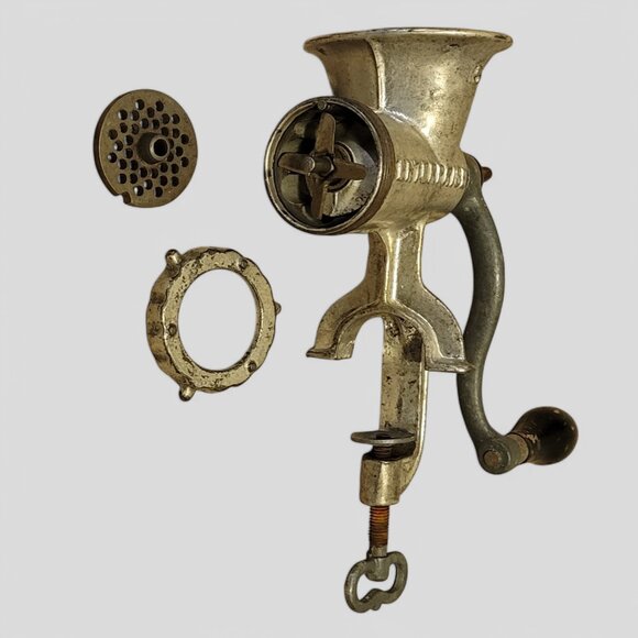 Vintage Antique Enterprise No #5 Tinned Cast Iron Meat Grinder Made in USA - Picture 3 of 11